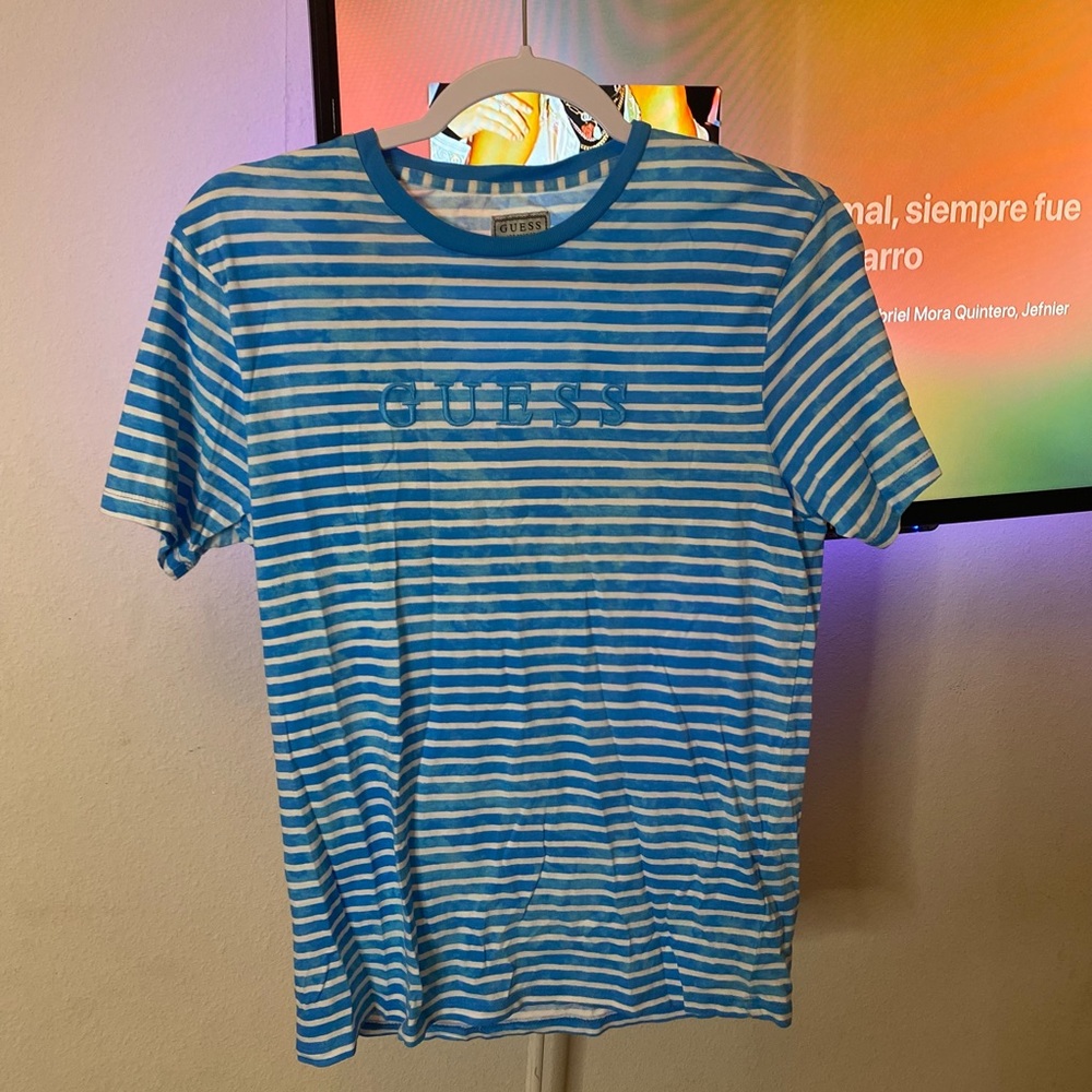 Guess Embroidered Striped T Shirt